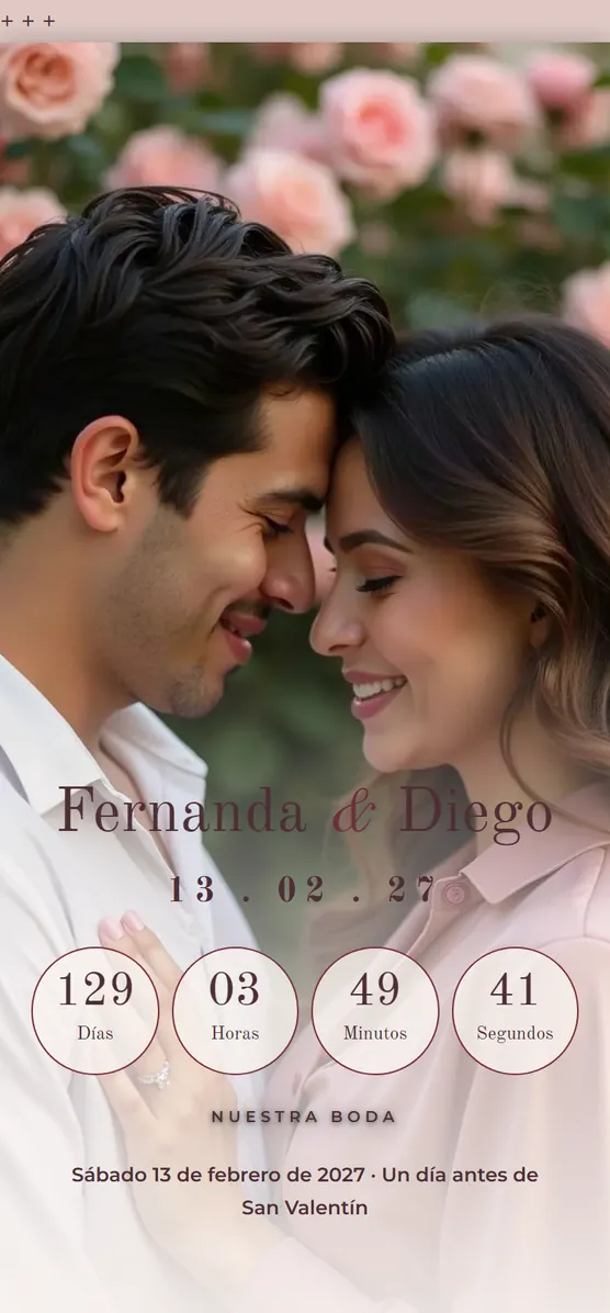 Invitación de boda digital de Fernanda y Diego