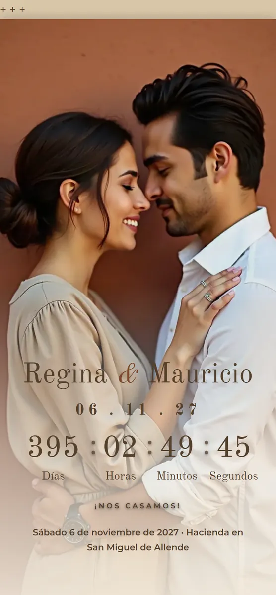 Invitación de boda digital de Regina y Mauricio