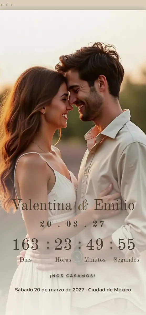 Invitación de boda digital de Valentina y Emilio